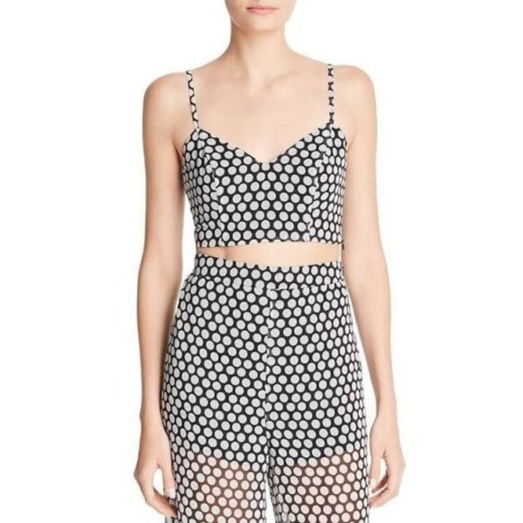 NWT Fame and Partners "Fernandina" Black White Polka Dot Crop Top Sz. 2 - Picture 1 of 2